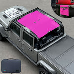 Jeep Gladiator Sunshade JT 4 Door Top Sun Shade Front and Rear Mesh Screen Wrangler Cover UV Blocker with GrabBag Pouch (2018-2023) - 10 Year Warranty