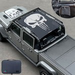 Jeep Gladiator Sunshade JT 4 Door Top Sun Shade Front and Rear Mesh Screen Wrangler Cover UV Blocker with GrabBag Pouch (2018-2023) - 10 Year Warranty