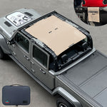 Jeep Gladiator Sunshade JT 4 Door Top Sun Shade Front and Rear Mesh Screen Wrangler Cover UV Blocker with GrabBag Pouch (2018-2023) - 10 Year Warranty
