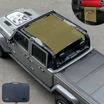 Jeep Gladiator Sunshade JT 4 Door Top Sun Shade Front and Rear Mesh Screen Wrangler Cover UV Blocker with GrabBag Pouch (2018-2023) - 10 Year Warranty