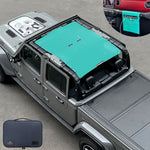 Jeep Gladiator Sunshade JT 4 Door Top Sun Shade Front and Rear Mesh Screen Wrangler Cover UV Blocker with GrabBag Pouch (2018-2023) - 10 Year Warranty