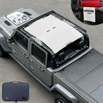 Jeep Gladiator Sunshade JT 4 Door Top Sun Shade Front and Rear Mesh Screen Wrangler Cover UV Blocker with GrabBag Pouch (2018-2023) - 10 Year Warranty