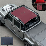 Jeep Gladiator Sunshade JT 4 Door Top Sun Shade Front and Rear Mesh Screen Wrangler Cover UV Blocker with GrabBag Pouch (2018-2023) - 10 Year Warranty