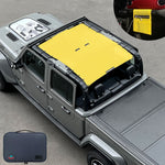 Jeep Gladiator Sunshade JT 4 Door Top Sun Shade Front and Rear Mesh Screen Wrangler Cover UV Blocker with GrabBag Pouch (2018-2023) - 10 Year Warranty