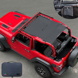 Jeep Wrangler Sunshade JL 2 Door Sun Shade Front and Rear (One piece) Mesh Screen Top Cover UV Blocker with Grab Bag 2018-2023 - 10 Year Warranty