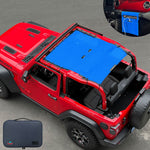 Jeep Wrangler Sunshade JL 2 Door Sun Shade Front and Rear (One piece) Mesh Screen Top Cover UV Blocker with Grab Bag 2018-2023 - 10 Year Warranty