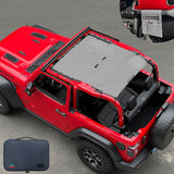 Jeep Wrangler Sunshade JL 2 Door Sun Shade Front and Rear (One piece) Mesh Screen Top Cover UV Blocker with Grab Bag 2018-2023 - 10 Year Warranty