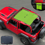 Jeep Wrangler Sunshade JL 2 Door Sun Shade Front and Rear (One piece) Mesh Screen Top Cover UV Blocker with Grab Bag 2018-2023 - 10 Year Warranty