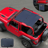 Jeep Wrangler Sunshade JL 2 Door Sun Shade Front and Rear (One piece) Mesh Screen Top Cover UV Blocker with Grab Bag 2018-2023 - 10 Year Warranty