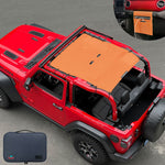 Jeep Wrangler Sunshade JL 2 Door Sun Shade Front and Rear (One piece) Mesh Screen Top Cover UV Blocker with Grab Bag 2018-2023 - 10 Year Warranty
