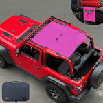 Jeep Wrangler Sunshade JL 2 Door Sun Shade Front and Rear (One piece) Mesh Screen Top Cover UV Blocker with Grab Bag 2018-2023 - 10 Year Warranty
