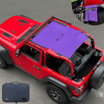 Jeep Wrangler Sunshade JL 2 Door Sun Shade Front and Rear (One piece) Mesh Screen Top Cover UV Blocker with Grab Bag 2018-2023 - 10 Year Warranty