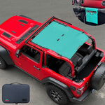 Jeep Wrangler Sunshade JL 2 Door Sun Shade Front and Rear (One piece) Mesh Screen Top Cover UV Blocker with Grab Bag 2018-2023 - 10 Year Warranty