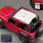 Jeep Wrangler Sunshade JL 2 Door Sun Shade Front and Rear (One piece) Mesh Screen Top Cover UV Blocker with Grab Bag 2018-2023 - 10 Year Warranty