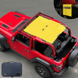 Jeep Wrangler Sunshade JL 2 Door Sun Shade Front and Rear (One piece) Mesh Screen Top Cover UV Blocker with Grab Bag 2018-2023 - 10 Year Warranty